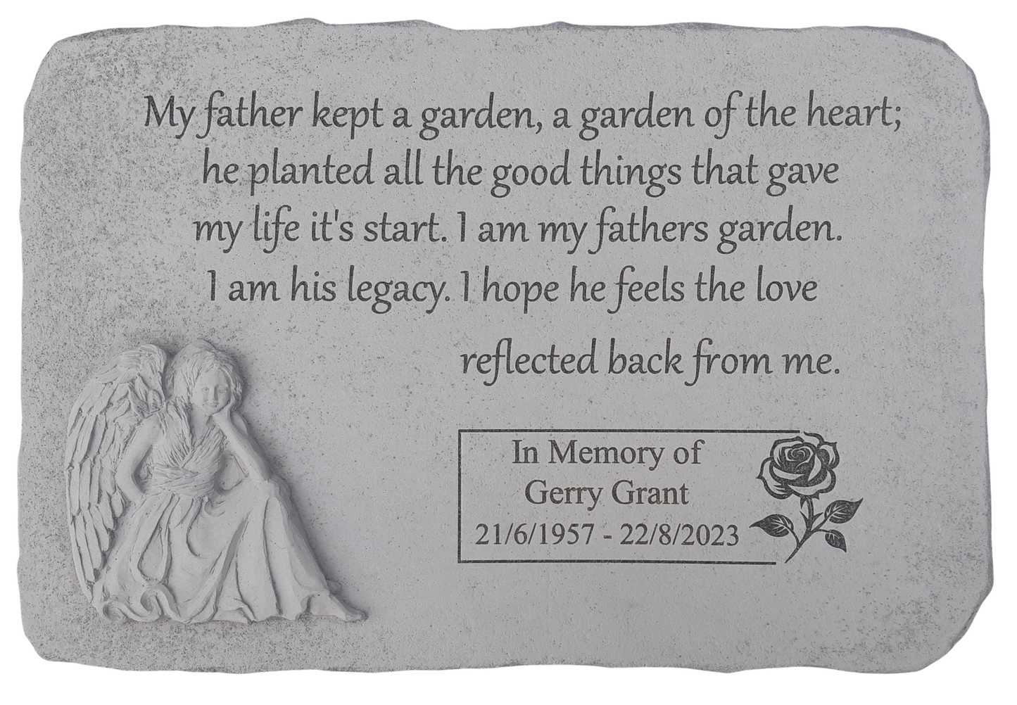 Personalised Engraved Stone My Father Kept a Garden-Angel