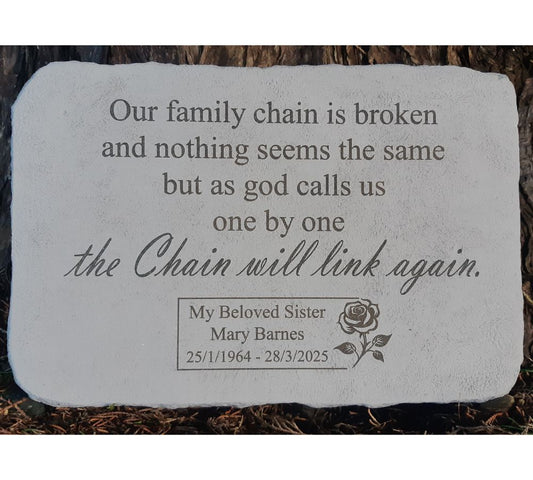 Personalised Engraved Memorial Plaque -"Our family chain " Remembrance Memorial UK & Ireland