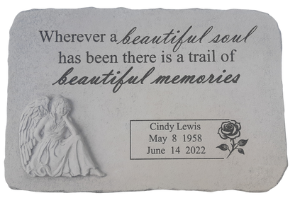 Personalised Engraved Memorial Plaque - Angel Plaque -"Wherever a beautiful " Remembrance Memorial UK & Ireland