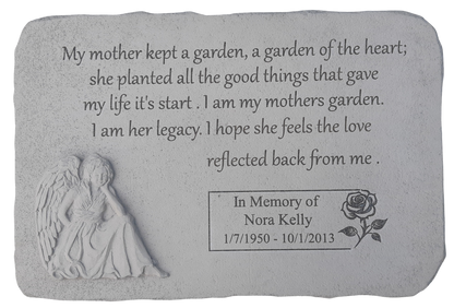 Personalised Engraved Stone  My Mother Kept a Garden-Angel Plaque