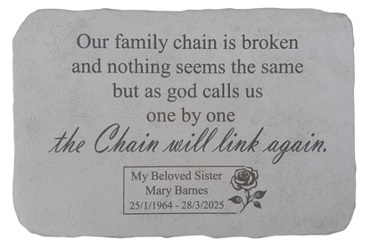 Personalised Engraved Memorial Plaque -"Our family chain " Remembrance Memorial UK & Ireland