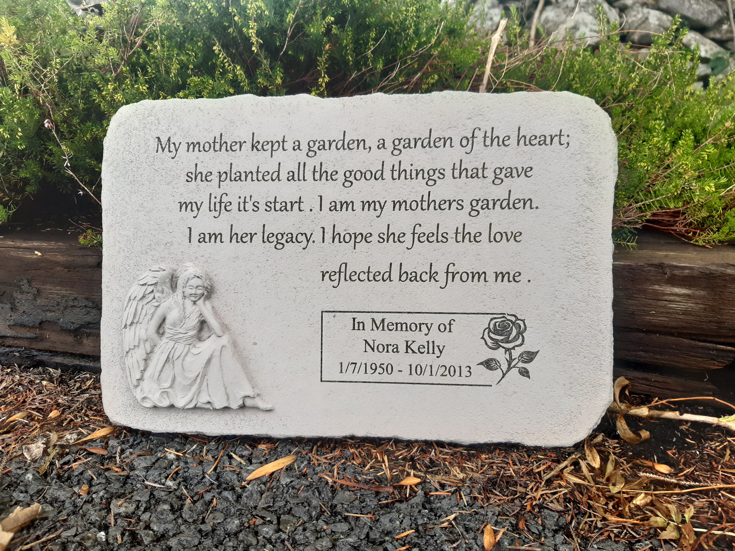 Personalised Engraved Stone  My Mother Kept a Garden-Angel Plaque