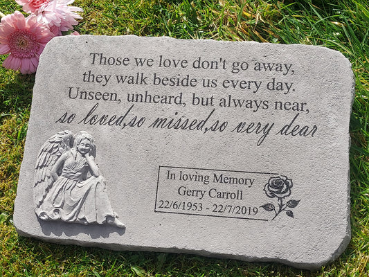 Personalised Engraved Memorial Plaque - Angel Plaque -"Those we love " Remembrance Memorial UK & Ireland