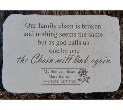 Personalised Engraved Memorial Plaque -"Our family chain " Remembrance Memorial UK & Ireland
