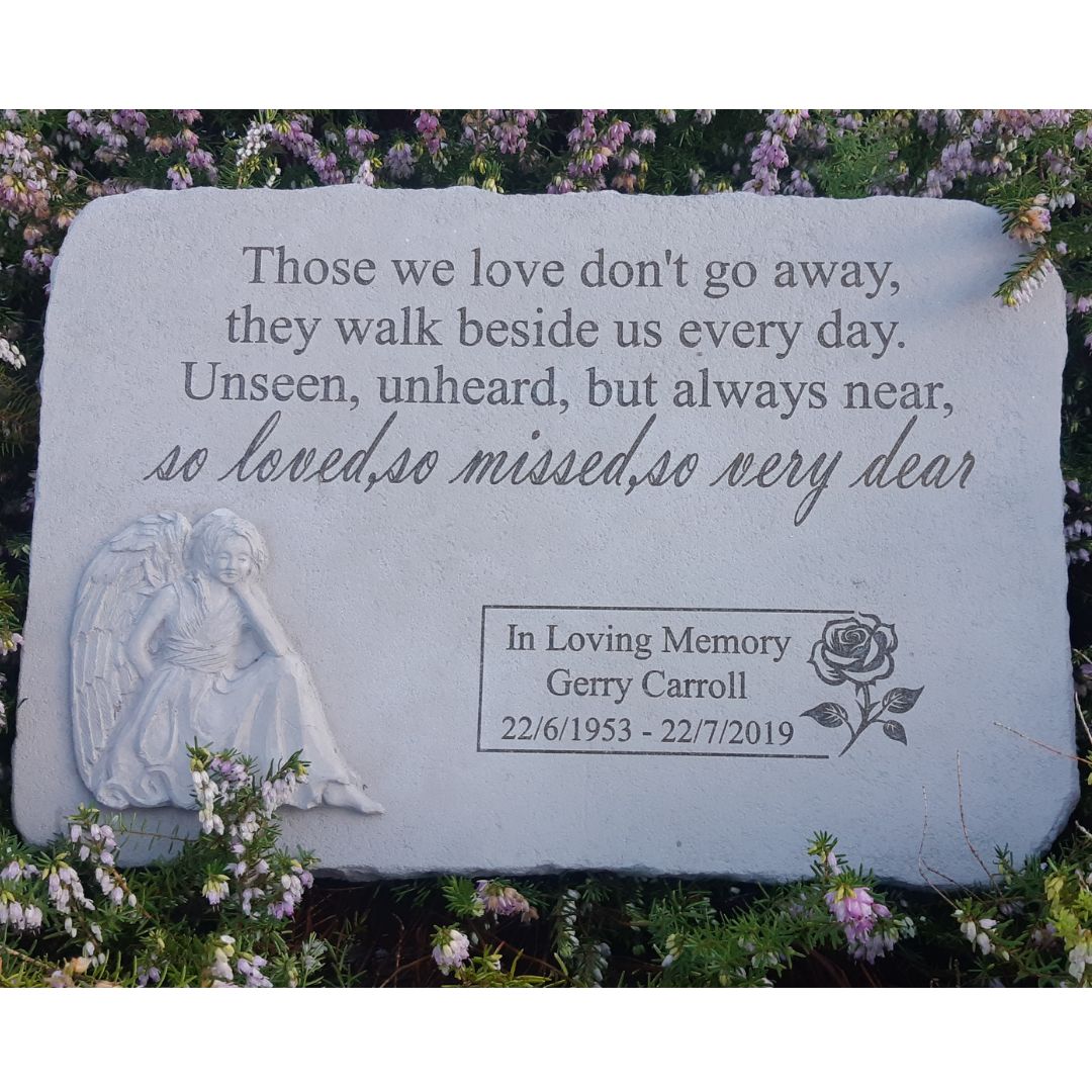 Personalised Engraved Memorial Plaque - Angel Plaque -"Those we love " Remembrance Memorial UK & Ireland