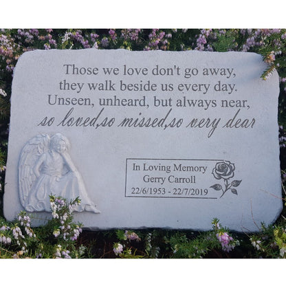 Personalised Engraved Memorial Plaque - Angel Plaque -"Those we love " Remembrance Memorial UK & Ireland