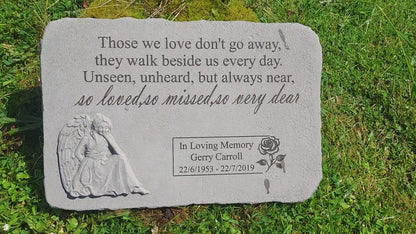 Personalised Engraved Memorial Plaque - Angel Plaque -"Those we love " Remembrance Memorial UK & Ireland